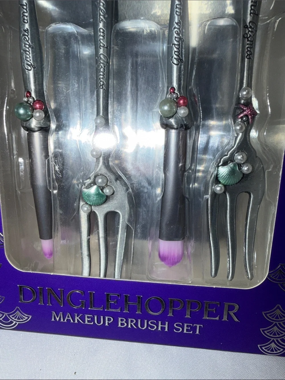 Disney The Little Mermaid Dinglehopper Makeup Brush Set - Purple, Silver, Teal
